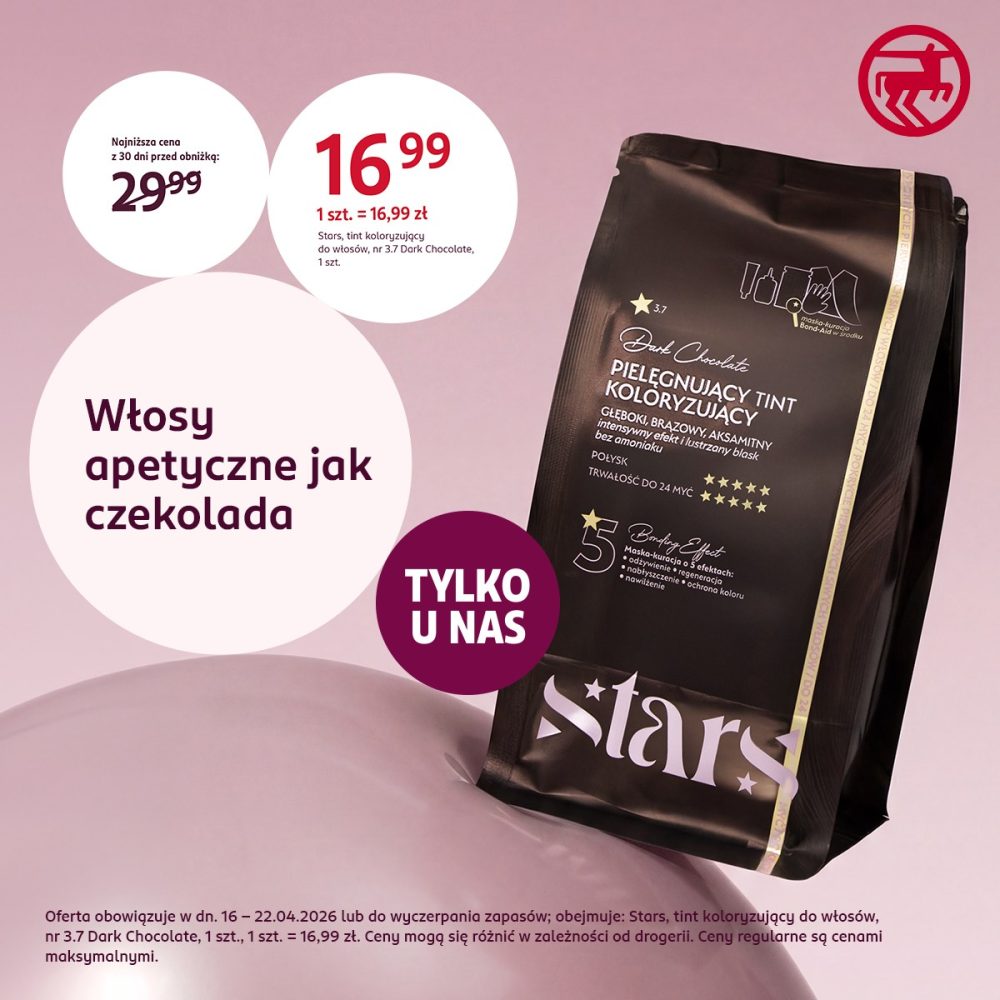 Na grafice znajduje się produkt do włosów, toner, marki Stars, w promocyjnej cenie 16,99 zł.