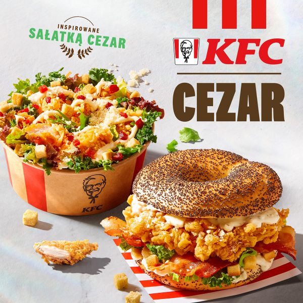 Menu Cezar KFC Galaxy Szczecin nowy Cezar Sandwich i sałatka Cezar