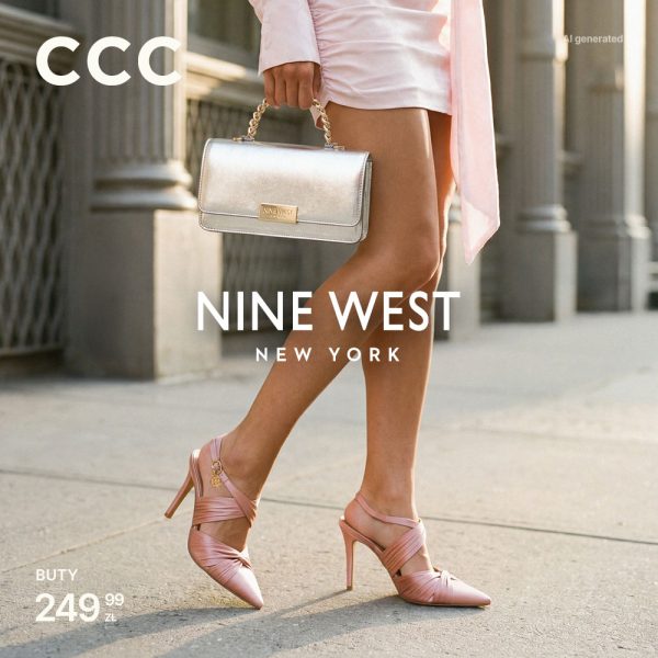 Zdjęcie promocyjne salonu CCC, przedstawia kobiece nogi, na których widać szpilki z najnowszej kolekcji NINE WEST NEW YORK.