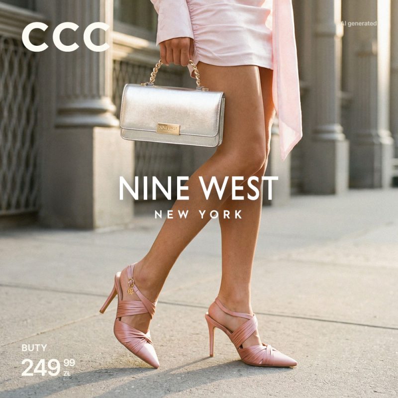 Zdjęcie promocyjne salonu CCC, przedstawia kobiece nogi, na których widać szpilki z najnowszej kolekcji NINE WEST NEW YORK.