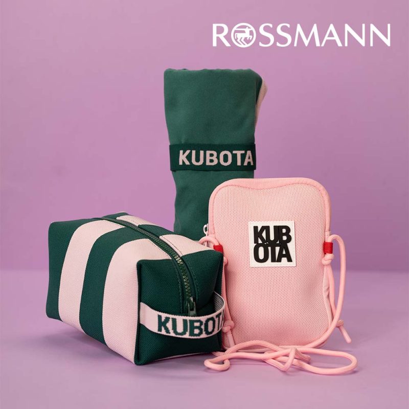 Grafika promocyjna drogerii Rossmann prezentująca kolekcję KUBOTA, dostępną w salonie.