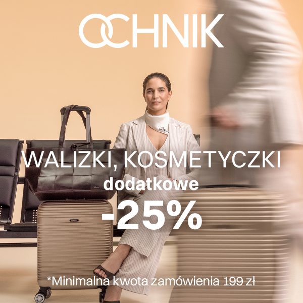 Zdjęcie 1080x1080_c.jpg z elegancką kobietą, skórzaną torbą oraz beżowymi walizkami OCHNIK w Centrum Galaxy