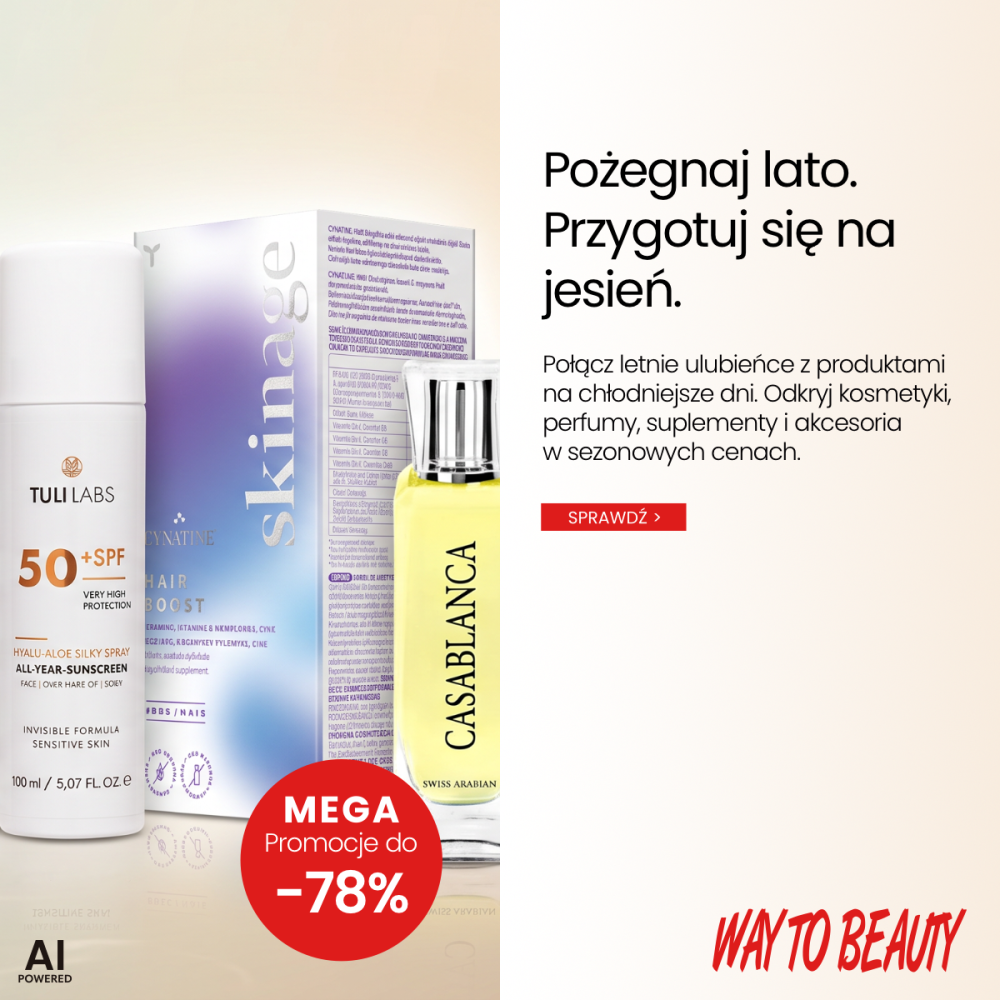 Kosmetyki perfumy i suplementy diety na jesiennej promocji do 78 procent w sklepie Way To Beauty CH Galaxy Szczecin